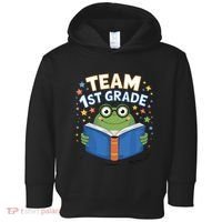 Team 1st Grade Frog Reading Book Stars Book Lover School Toddler Hoodie thumb 0