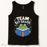 Team 1st Grade Frog Reading Book Stars Book Lover School Tank Top thumb 2