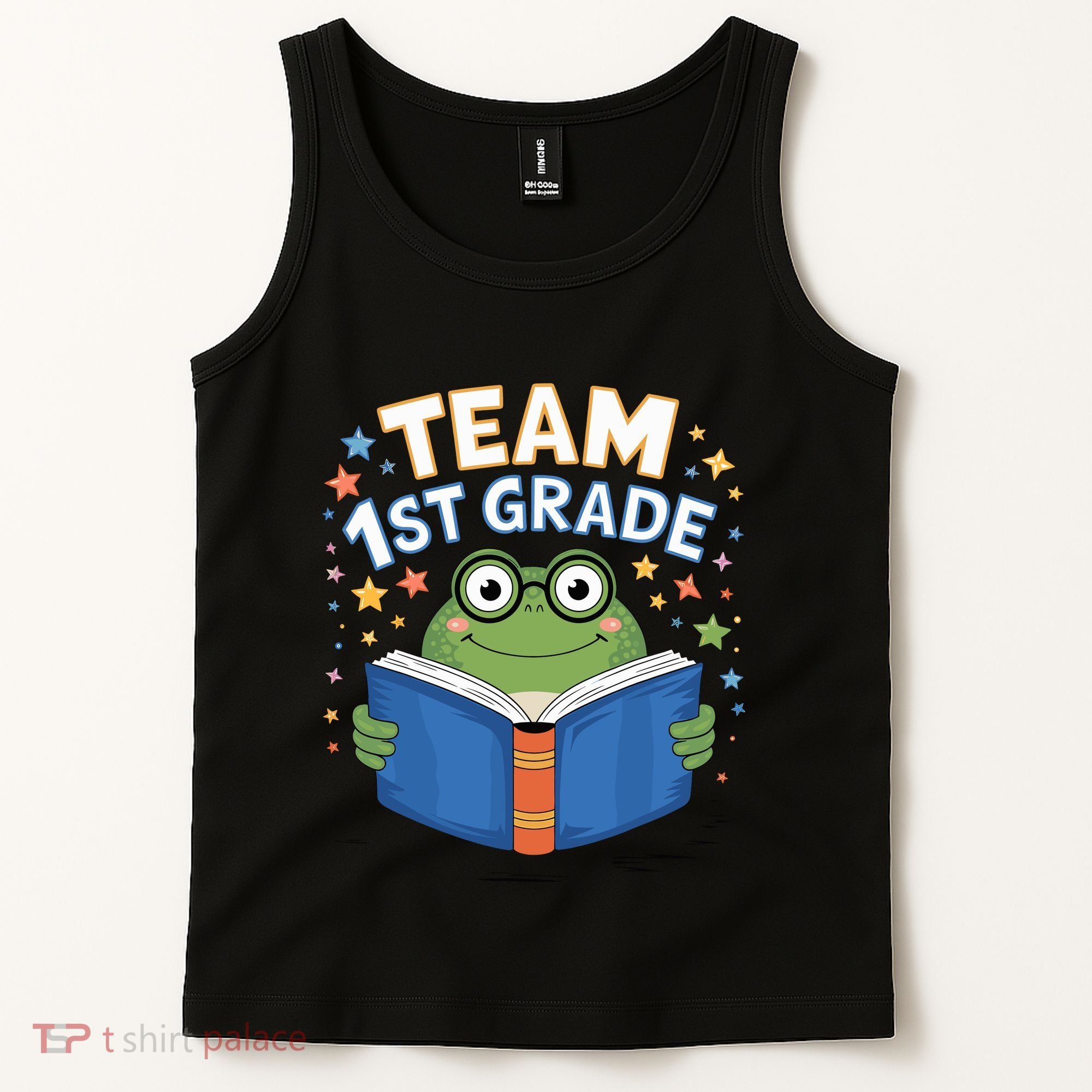 Team 1st Grade Frog Reading Book Stars Book Lover School Tank Top