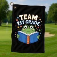 Team 1st Grade Frog Reading Book Stars Book Lover School Golf Towel thumb 1
