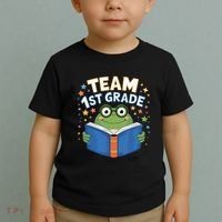 Team 1st Grade Frog Reading Book Stars Book Lover School Toddler T-Shirt thumb 2