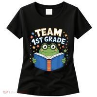 Team 1st Grade Frog Reading Book Stars Book Lover School Women's T-Shirt thumb 0