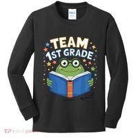 Team 1st Grade Frog Reading Book Stars Book Lover School Kids Long Sleeve Shirt thumb 0