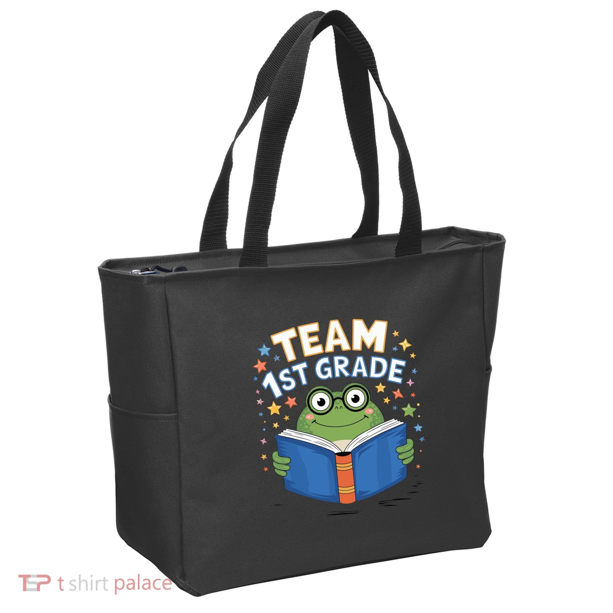 Team 1st Grade Frog Reading Book Stars Book Lover School Tote Bag
