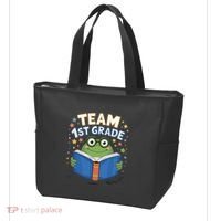 Team 1st Grade Frog Reading Book Stars Book Lover School Tote Bag thumb 3