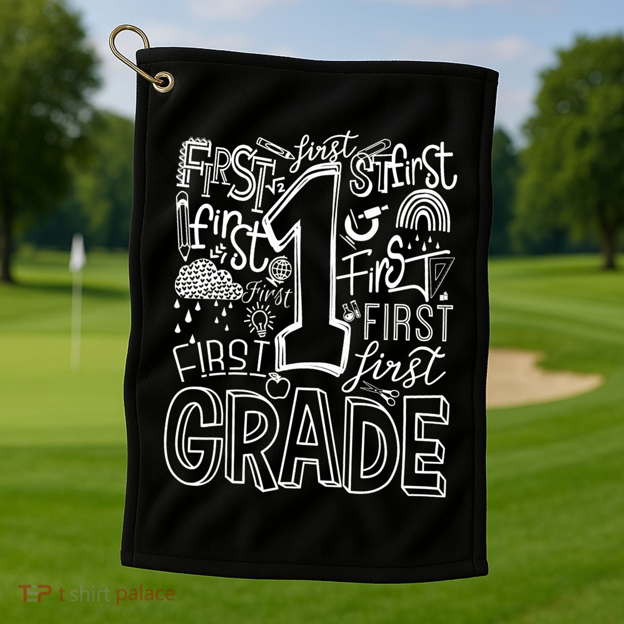 Typography 1st Grade Team Student Teacher Golf Towel