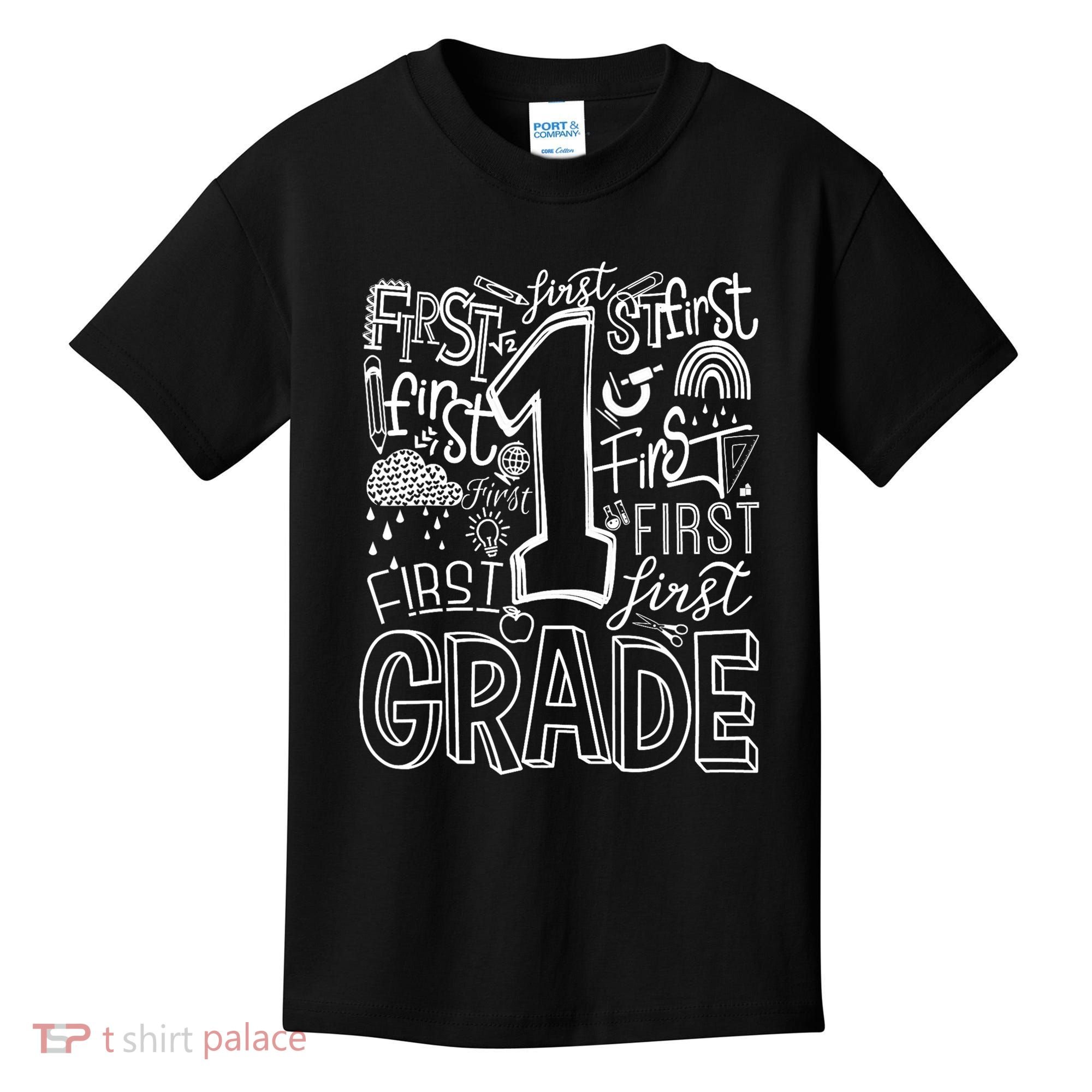 Typography 1st Grade Team Student Teacher Kids T-Shirt