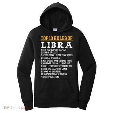 Top 10 Rules Of Libra September 23 October 22 Birthday Gift Women's Hoodie