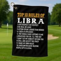 Top 10 Rules Of Libra September 23 October 22 Birthday Gift Golf Towel thumb 1