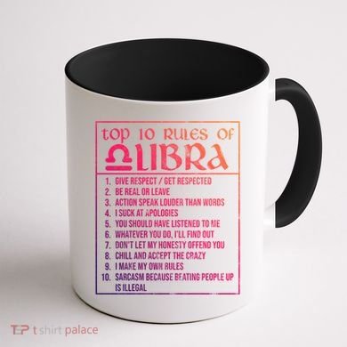 Top 10 Rules Libra Zodiac Sign September October Birthday Meaningful Gift Coffee Mug back
