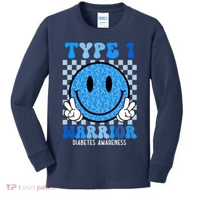 Type 1 Warrior Diabetes Awareness Kids Long Sleeve Shirt