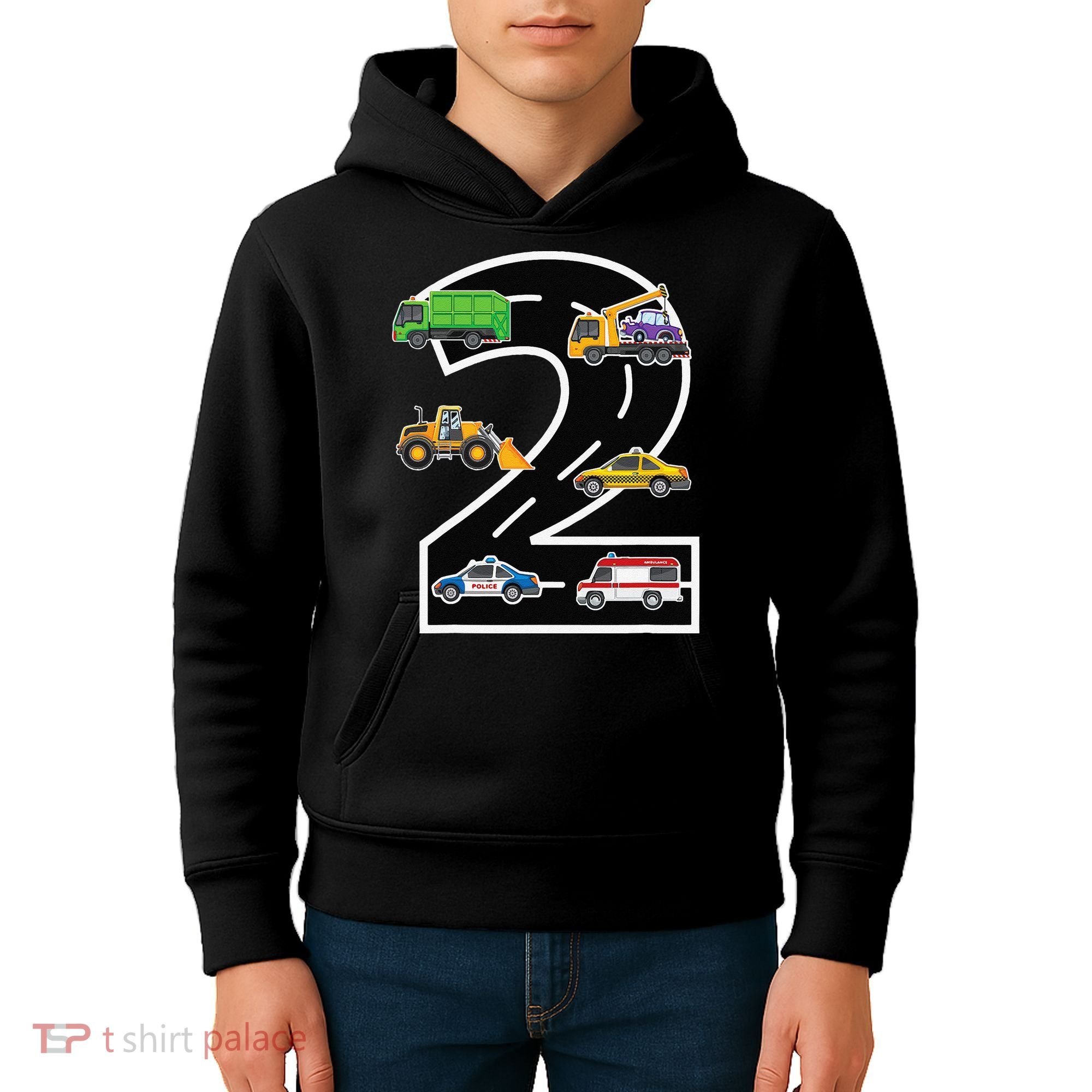 Two 2yr 2nd Birthday 2 Years Old 2nd Birthday Decoration Kids Hoodie