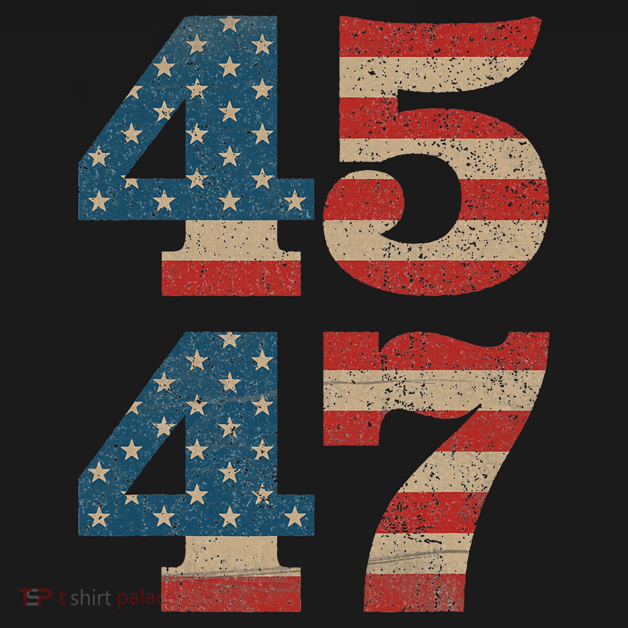 Trump 2024 45 47 Vintage American Flag Retro 4547 Trump 2024 T-Shirt