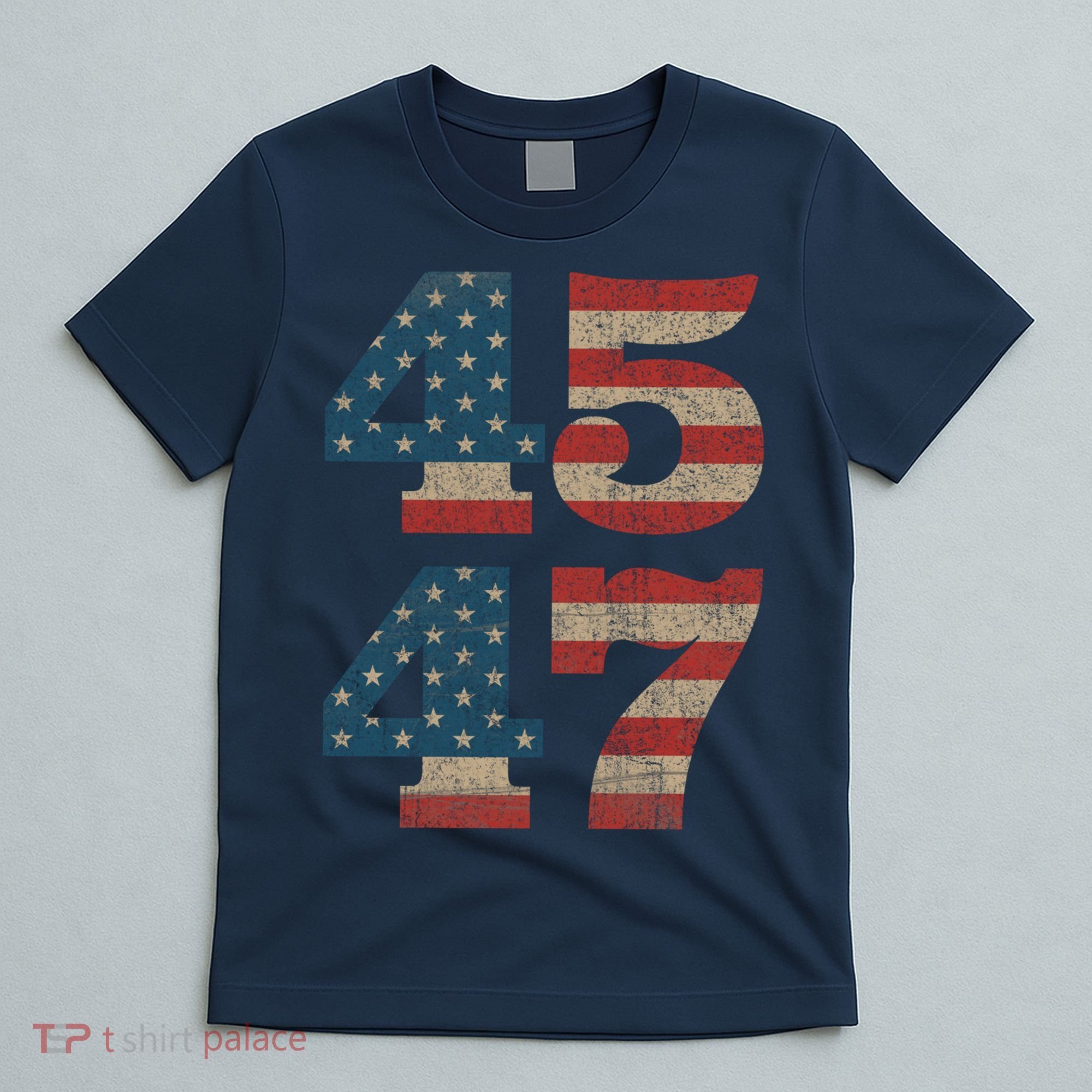Trump 2024 45 47 Vintage American Flag Retro 4547 Trump 2024 T-Shirt