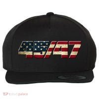 Trump 2024 45 47 American Flag Wool Snapback Cap thumb 0