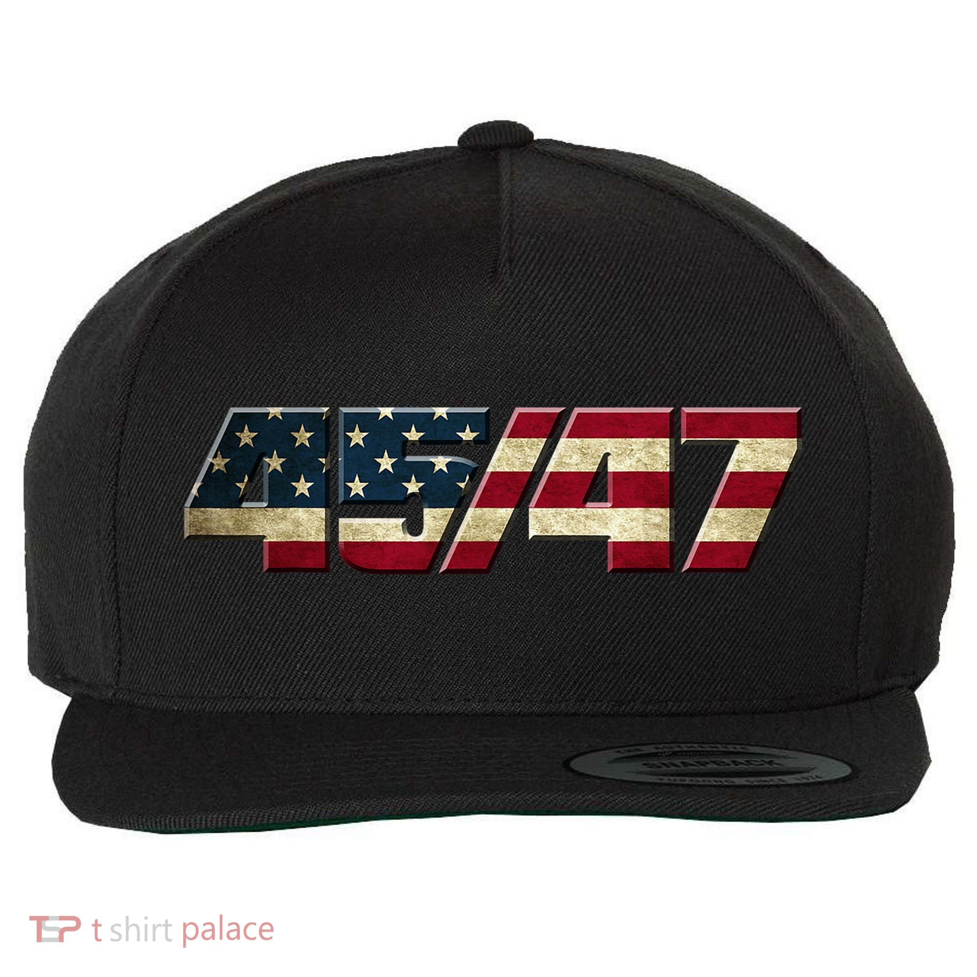 Trump 2024 45 47 American Flag Wool Snapback Cap