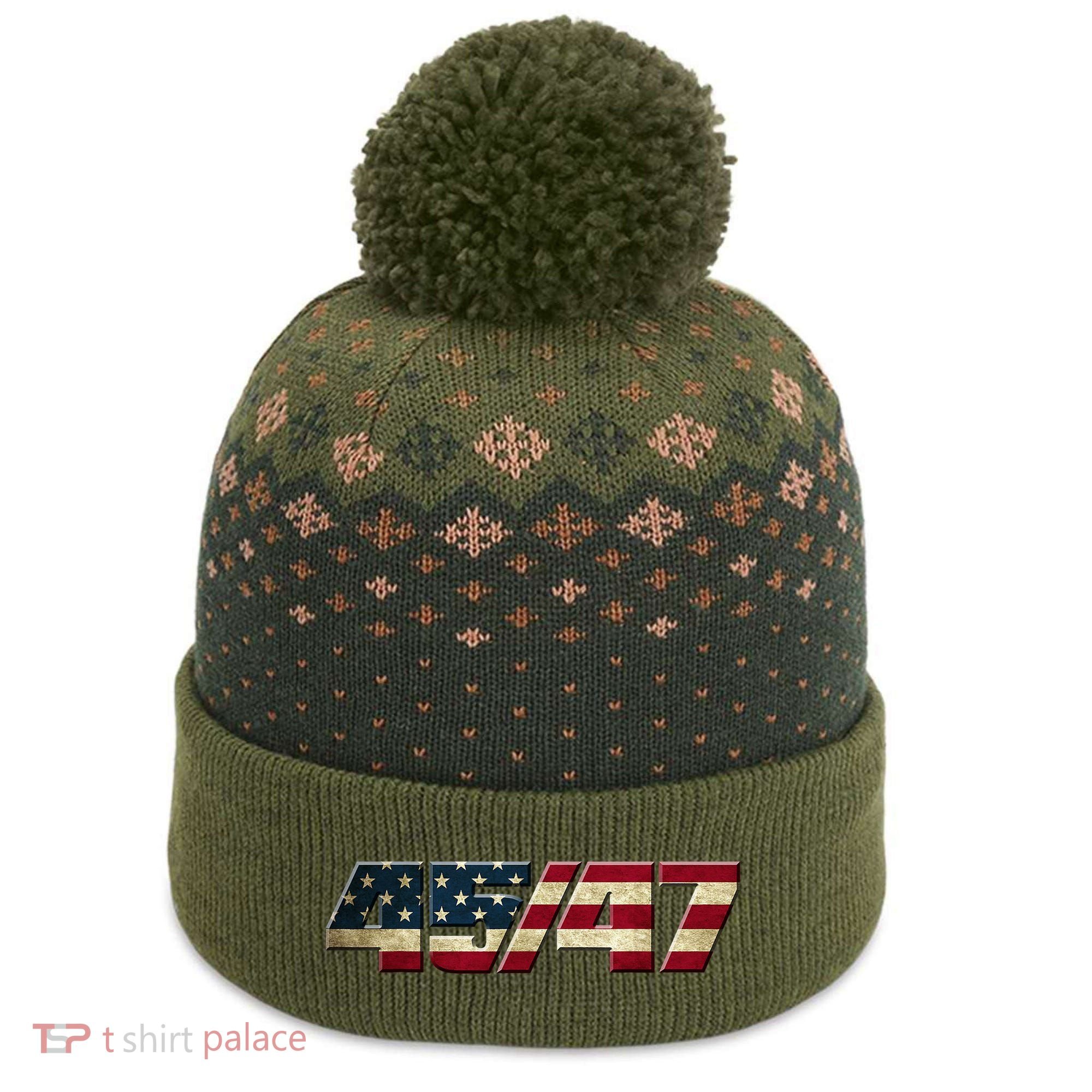Trump 2024 45 47 American Flag The Baniff Cuffed Pom Beanie