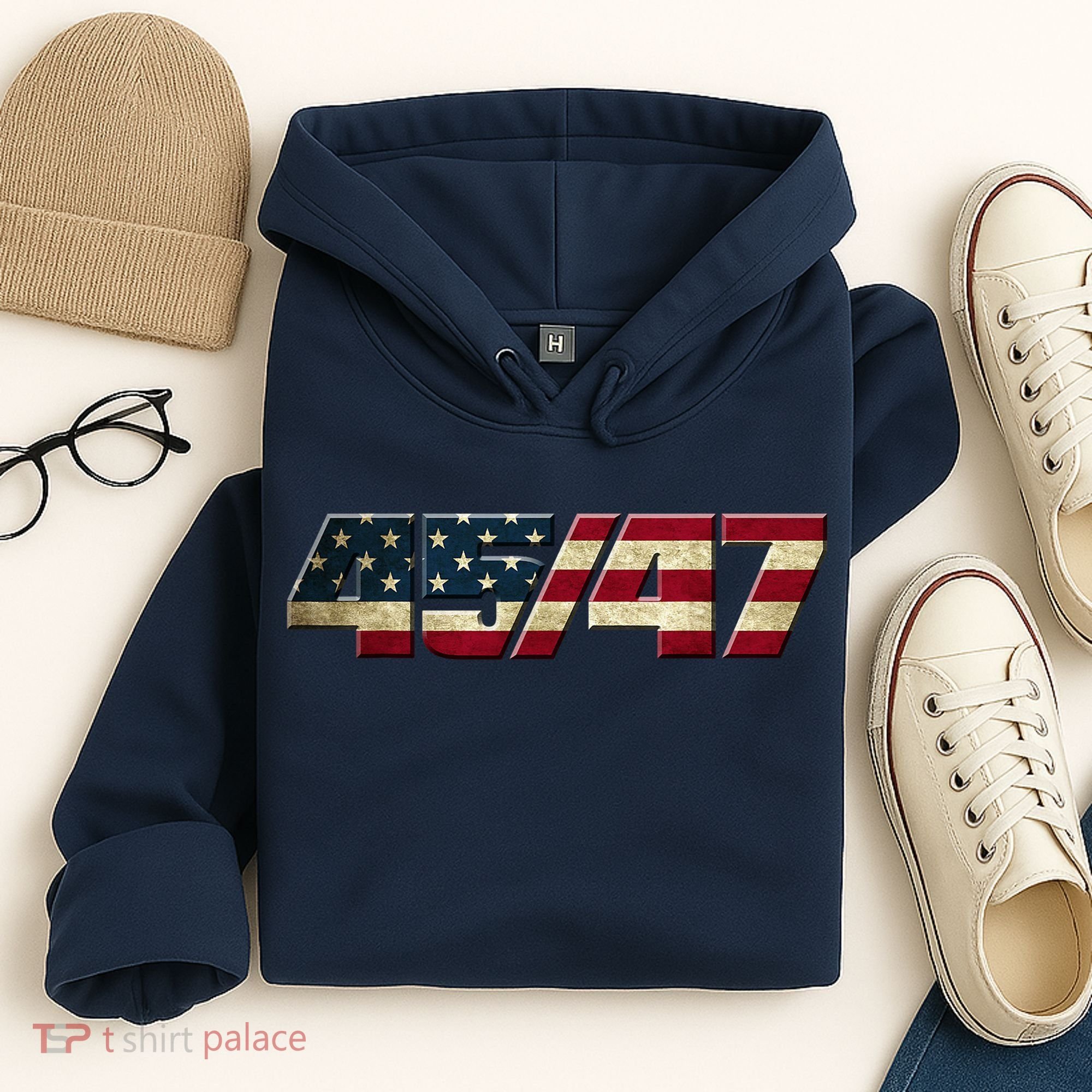 Trump 2024 45 47 American Flag Hoodie
