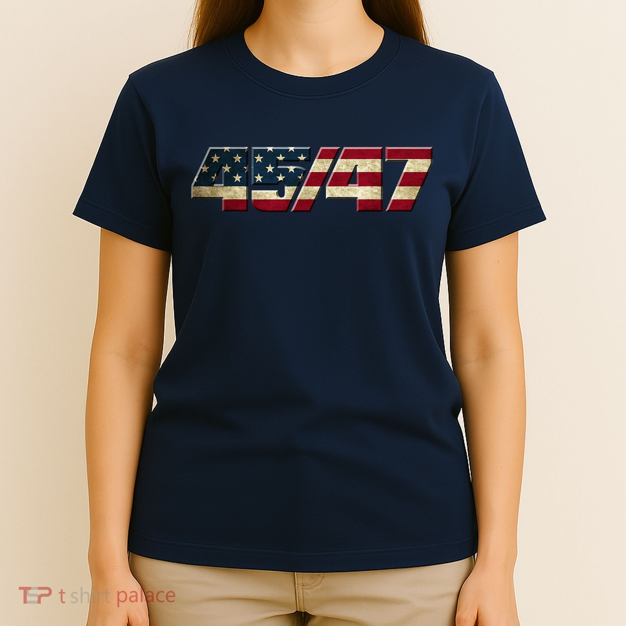 Trump 2024 45 47 American Flag T-Shirt