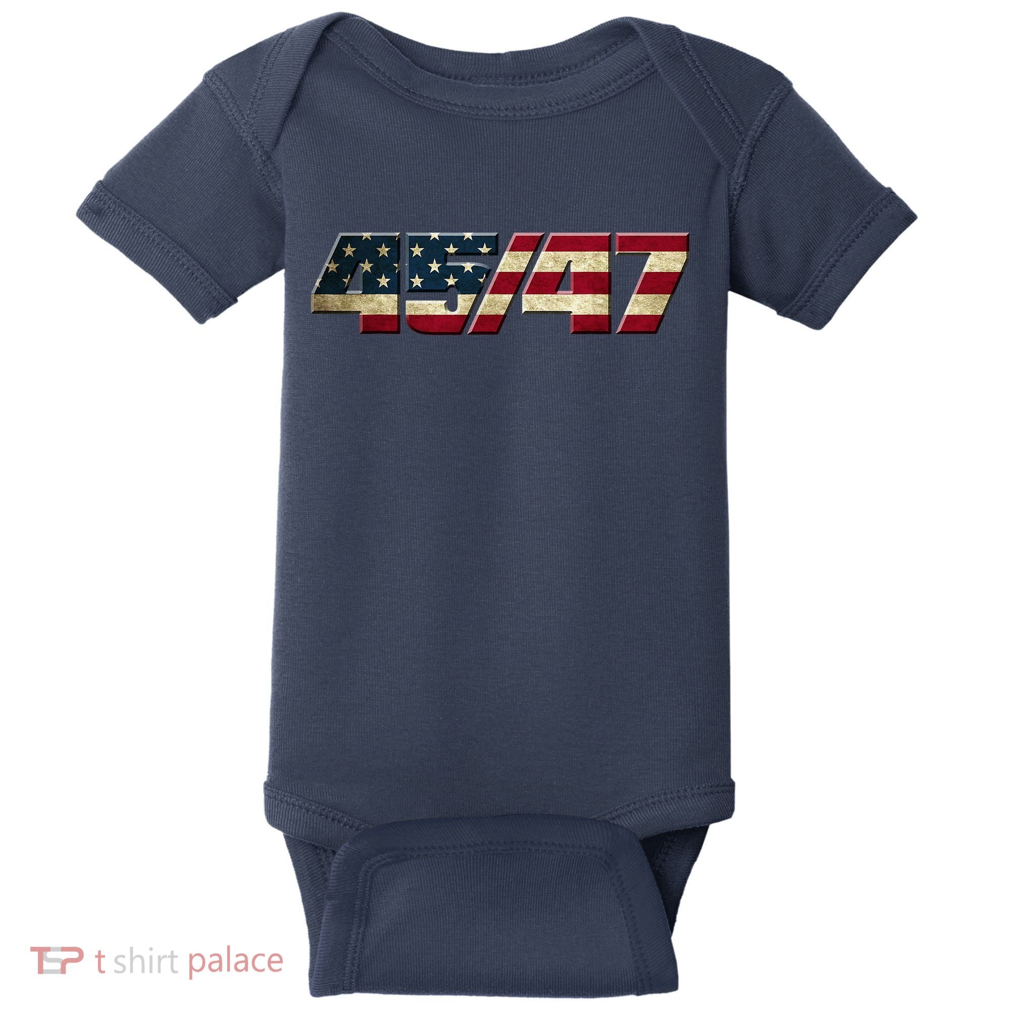 Trump 2024 45 47 American Flag Baby Bodysuit