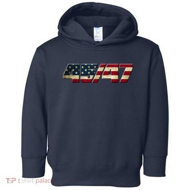 Trump 2024 45 47 American Flag Toddler Hoodie