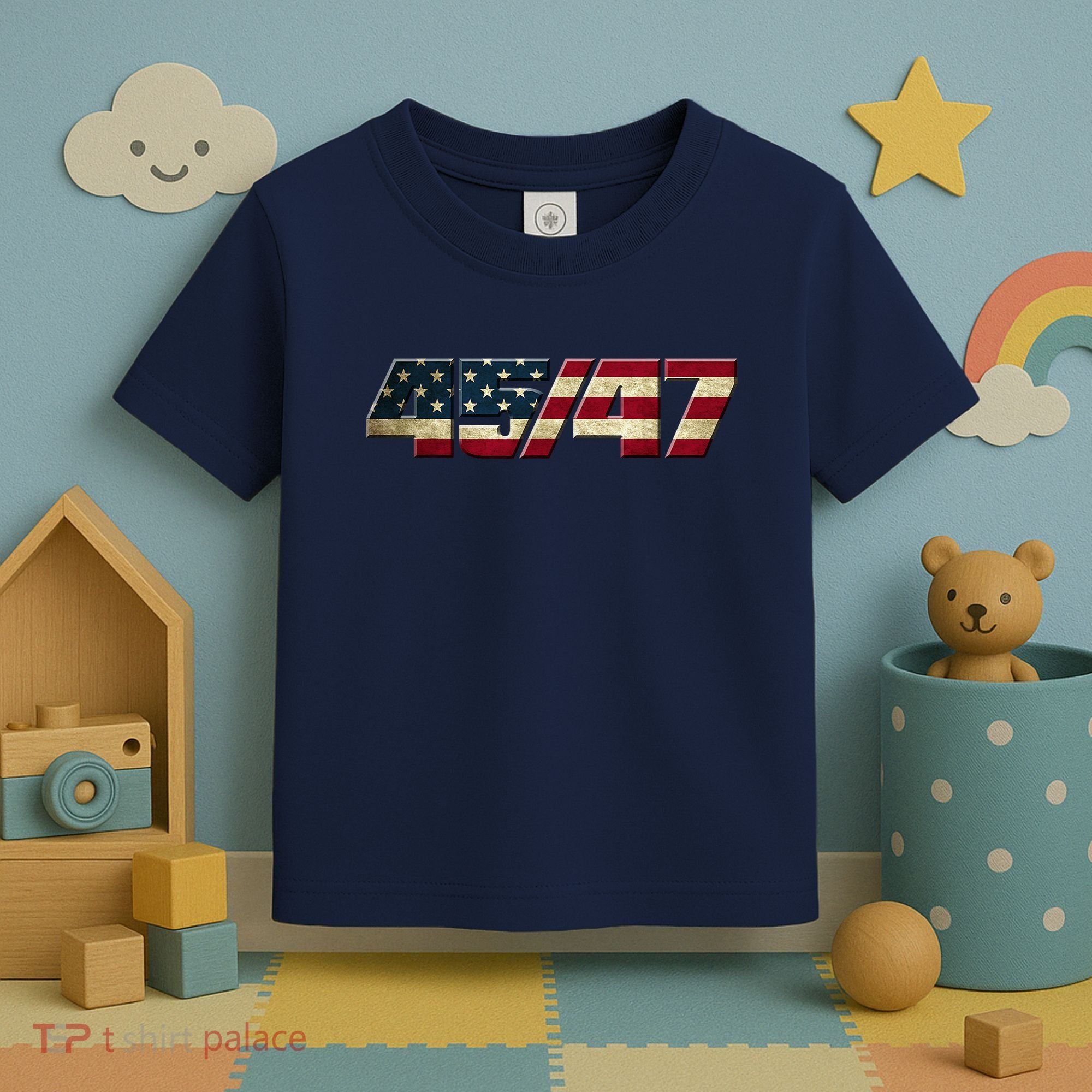 Trump 2024 45 47 American Flag Toddler T-Shirt