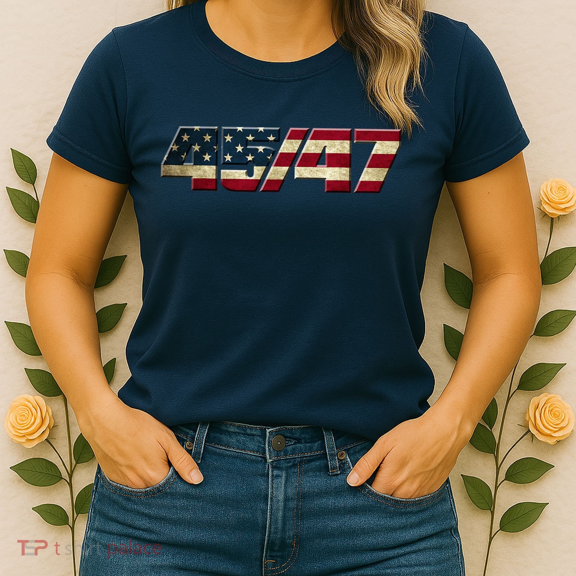 Trump 2024 45 47 American Flag Women's T-Shirt