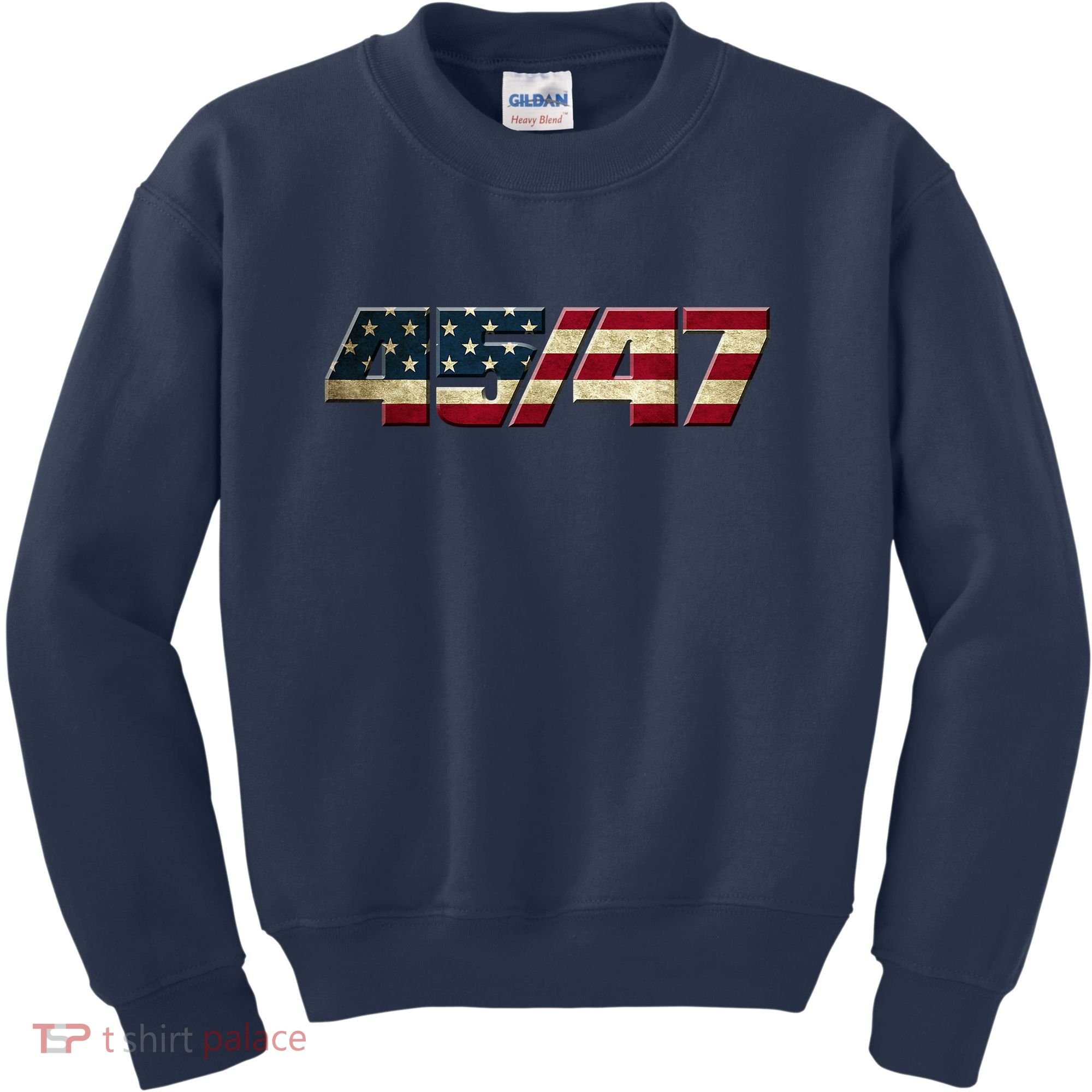 Trump 2024 45 47 American Flag Kids Sweatshirt