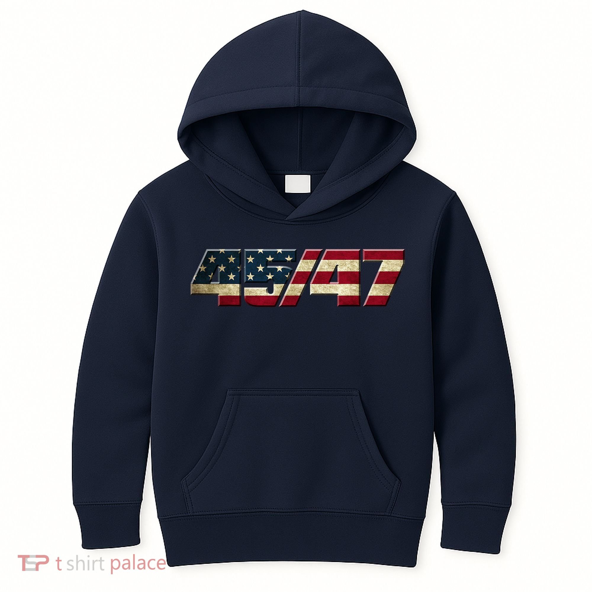 Trump 2024 45 47 American Flag Kids Hoodie