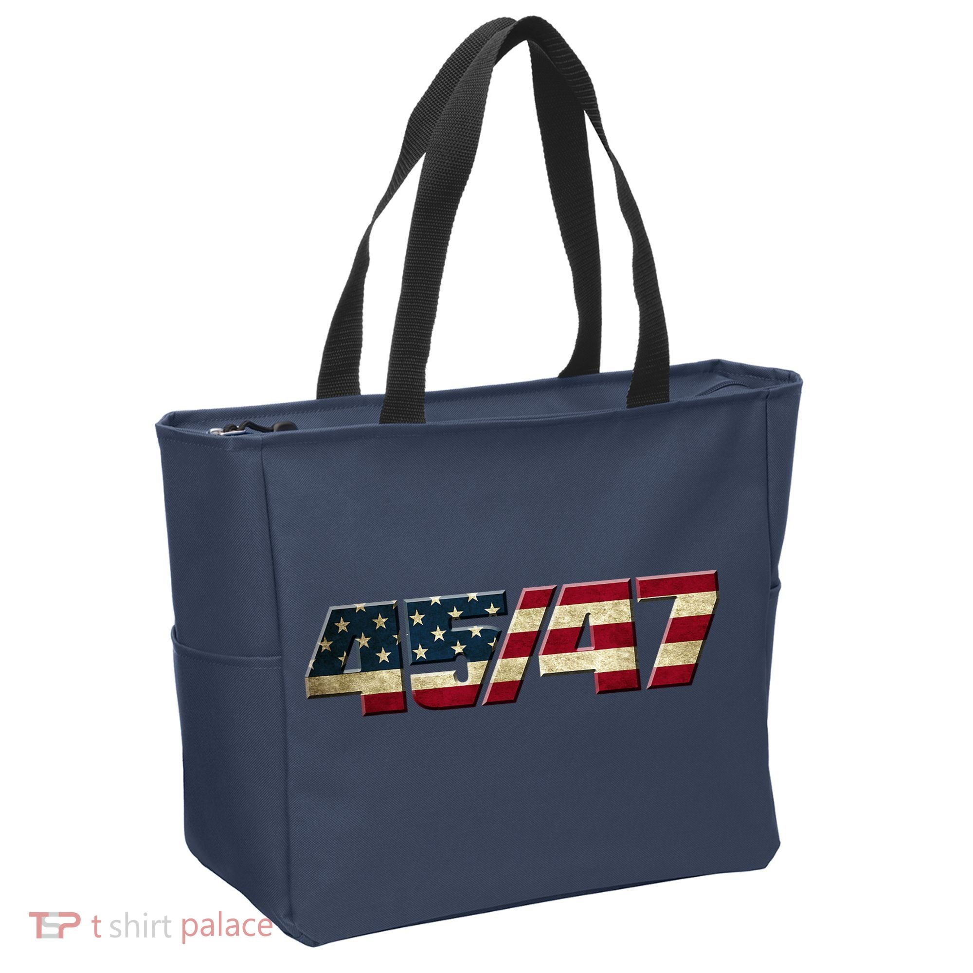 Trump 2024 45 47 American Flag Tote Bag