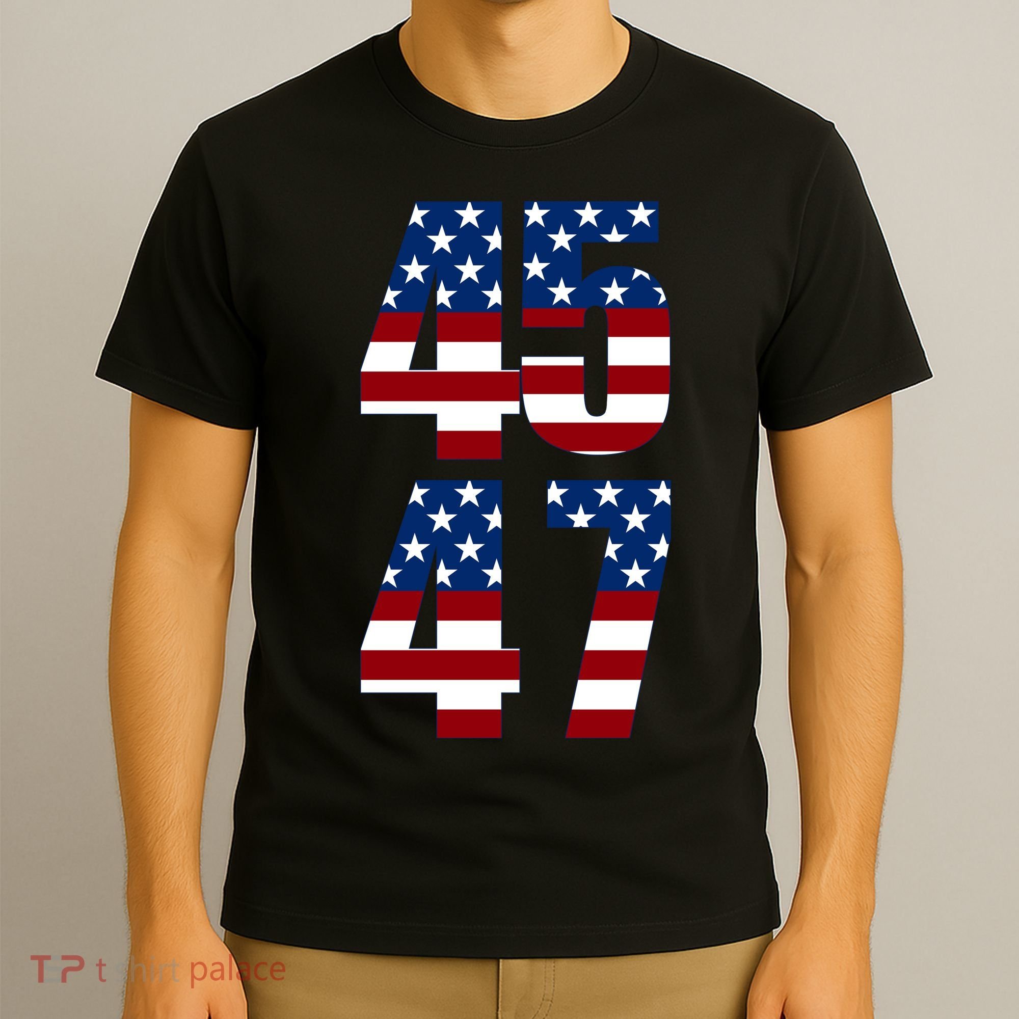 Trump 2024 45 47 Vintage American Flag Retro 4547 Trump 2024 T-Shirt