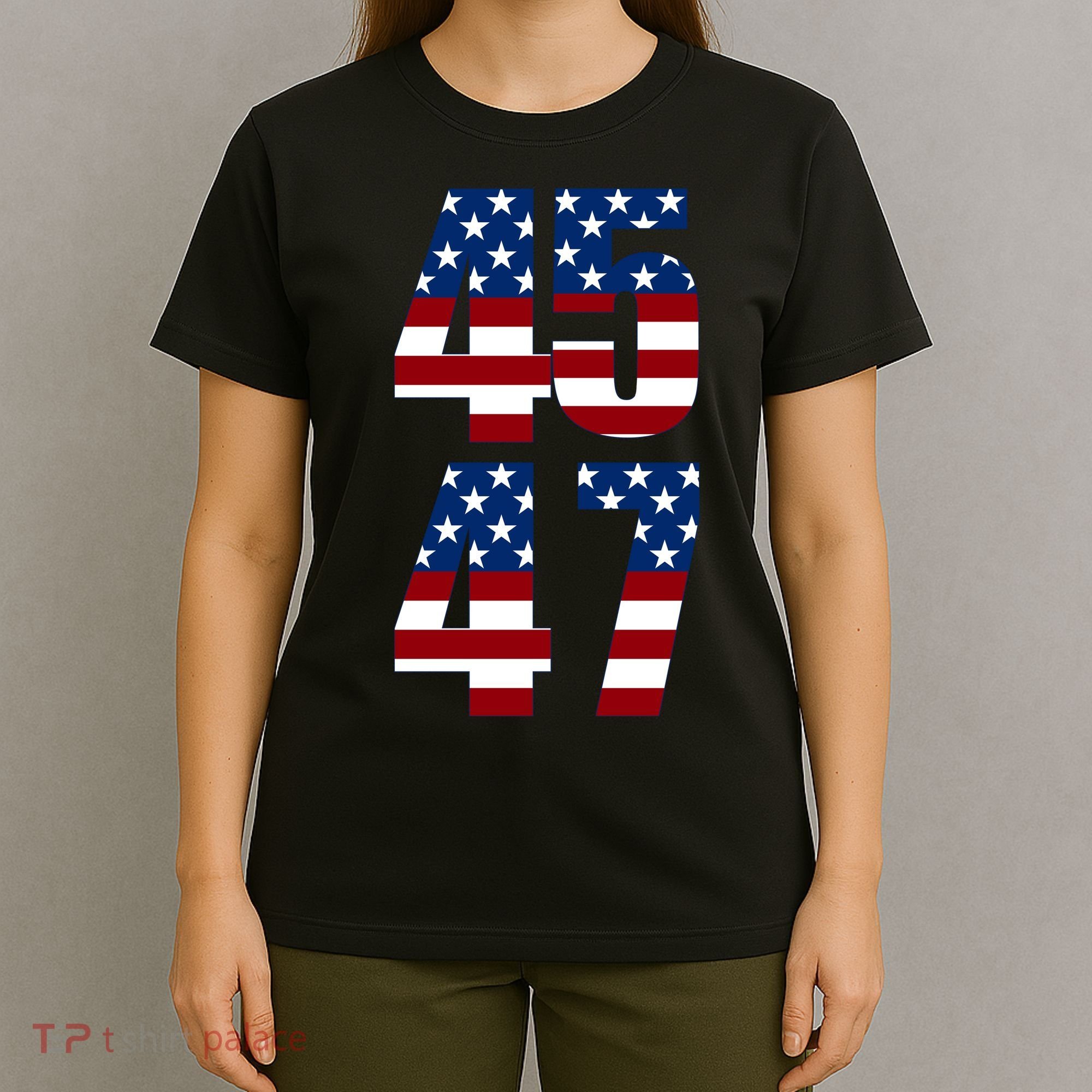 Trump 2024 45 47 Vintage American Flag Retro 4547 Trump 2024 T-Shirt