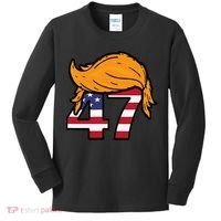TRUMP 47th President Hair Kids Long Sleeve Shirt thumb 0
