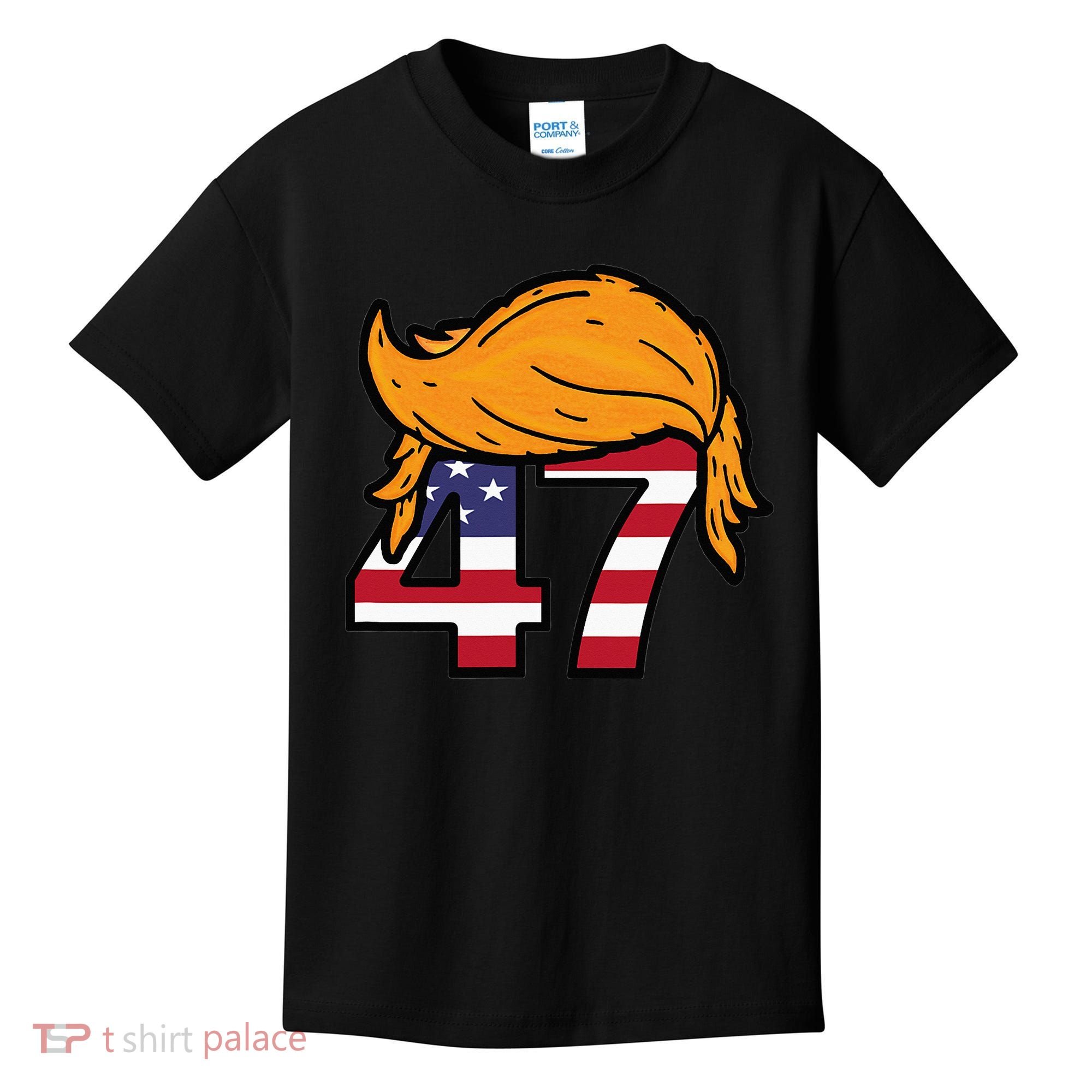 TRUMP 47th President Hair Kids T-Shirt