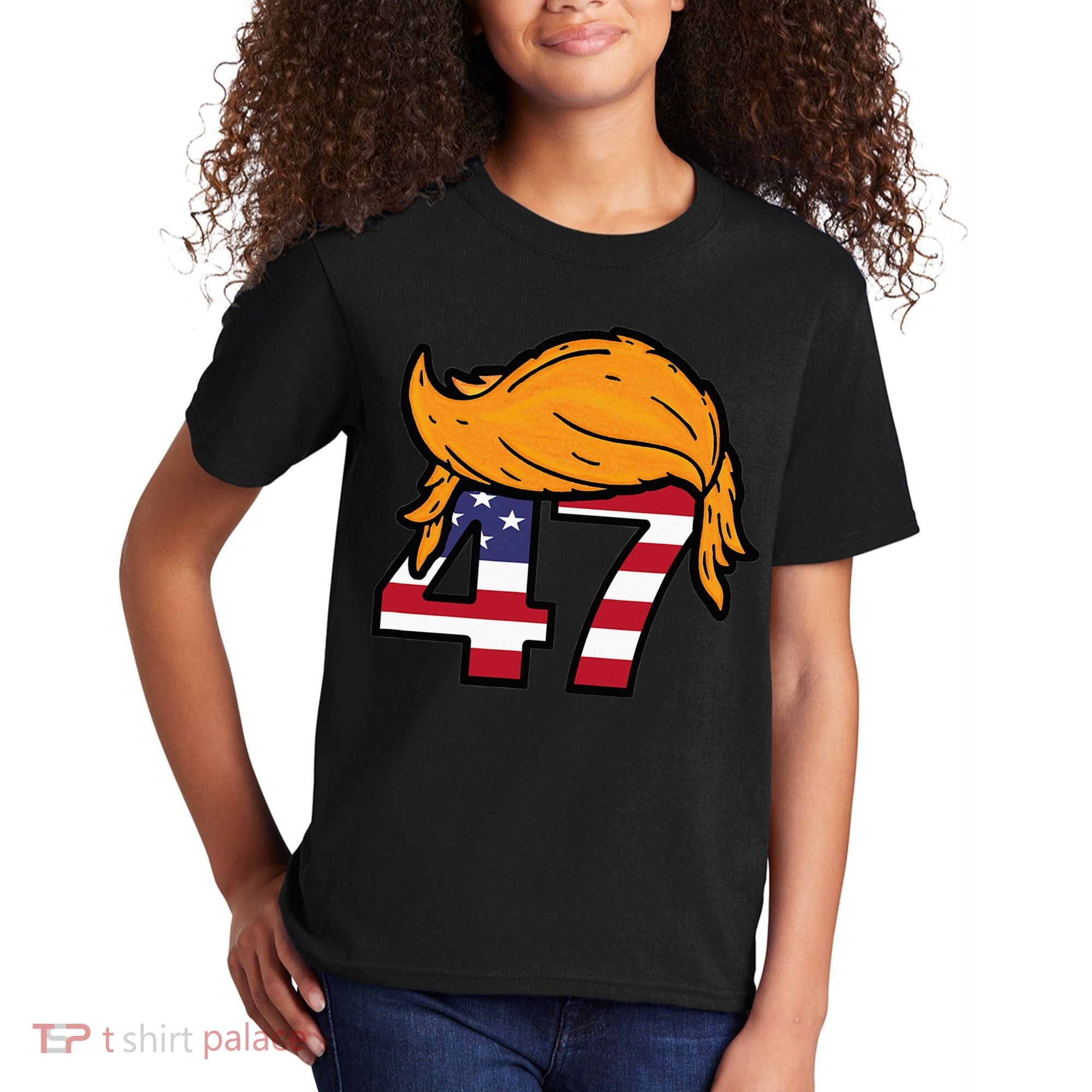 TRUMP 47th President Hair Kids T-Shirt