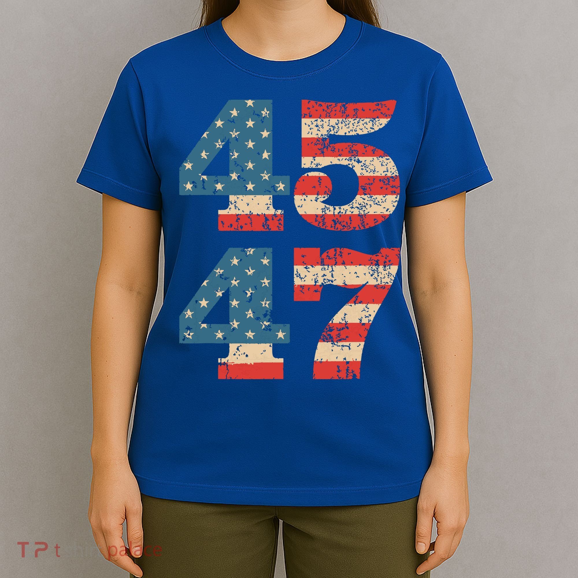 Trump 2024 45 47 Vintage American Flag Retro 4547 Trump 2024 T-Shirt