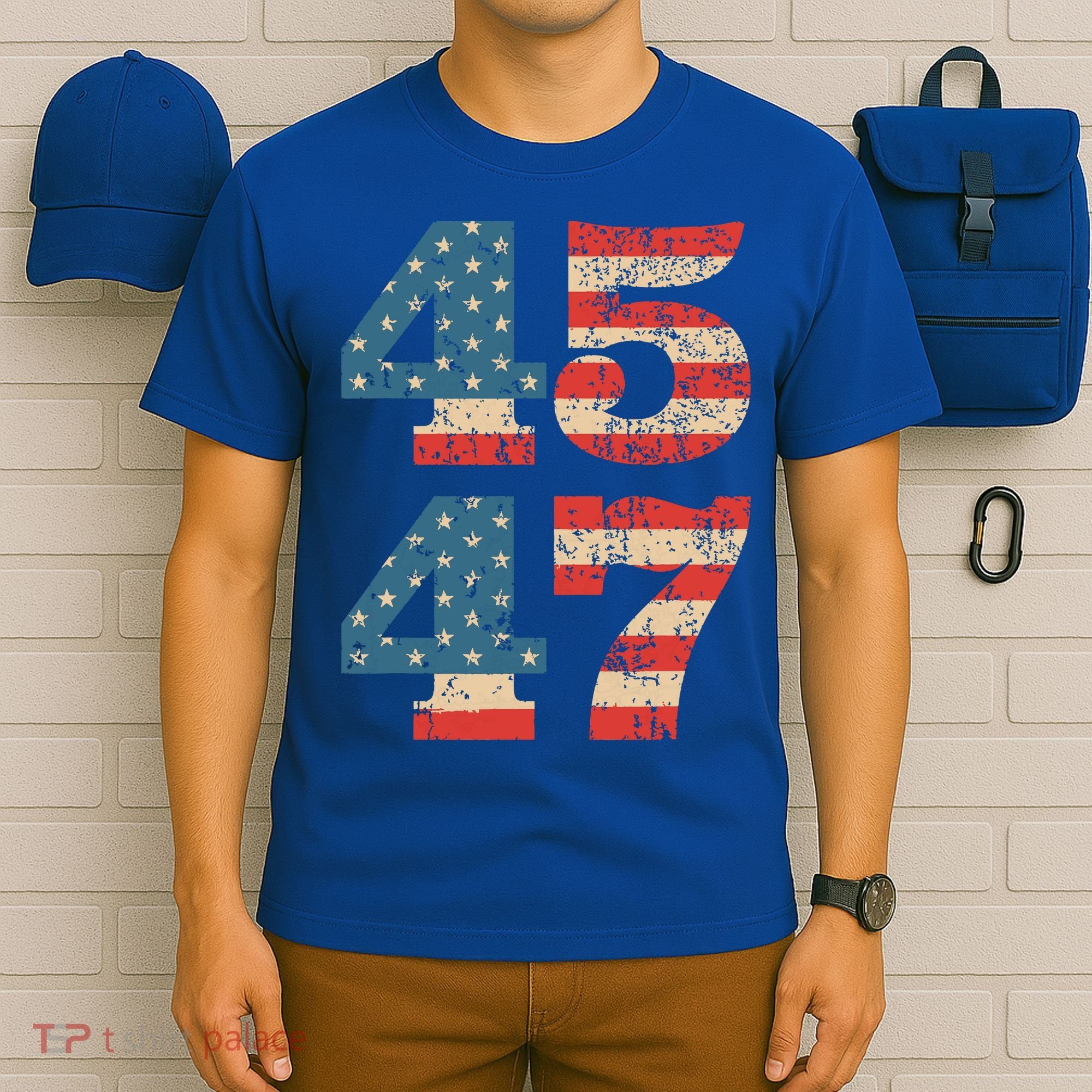 Trump 2024 45 47 Vintage American Flag Retro 4547 Trump 2024 T-Shirt