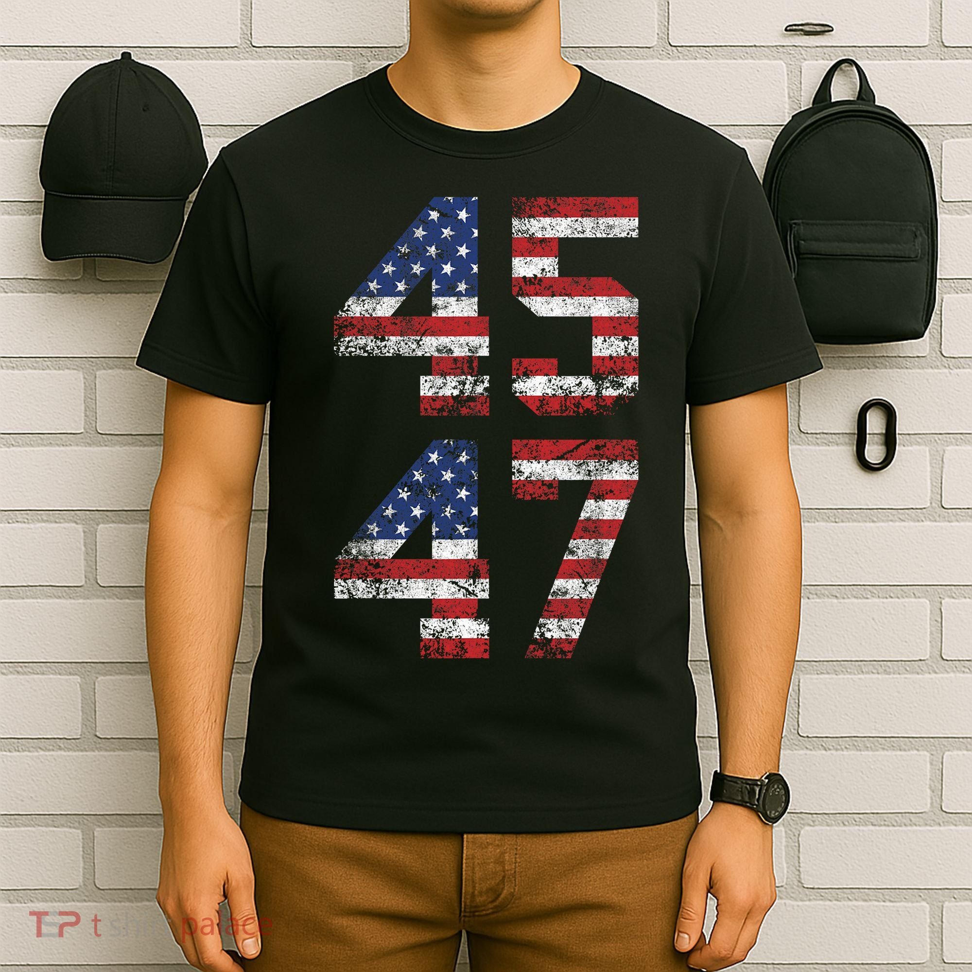 Trump 2024 45 47 Vintage Usa Flag T-Shirt