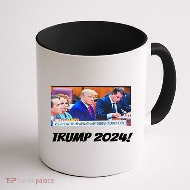 Trump 2024 Arraignment Inside Courthouse Coffee Mug back