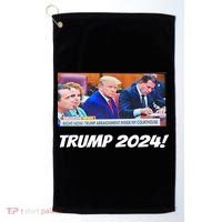Trump 2024 Arraignment Inside Courthouse Golf Towel thumb 0
