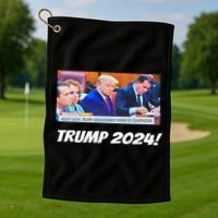 Trump 2024 Arraignment Inside Courthouse Golf Towel thumb 1