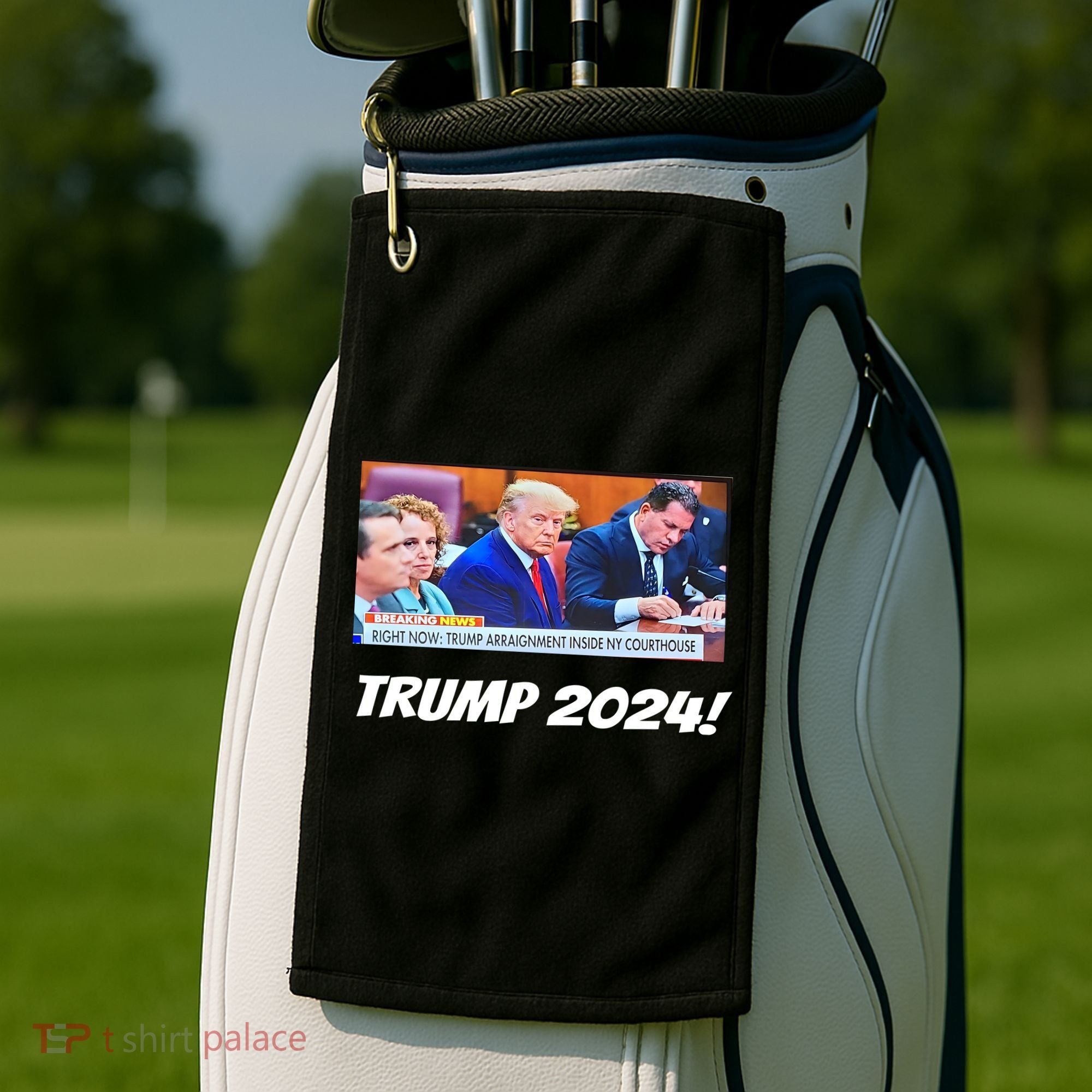 Trump 2024 Arraignment Inside Courthouse Golf Towel
