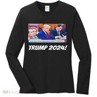 Trump 2024 Arraignment Inside Courthouse Women's Long Sleeve Shirt thumb 0