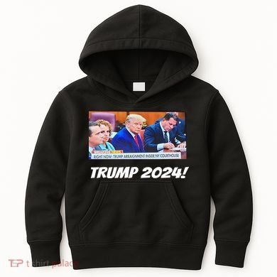 Trump 2024 Arraignment Inside Courthouse Kids Hoodie