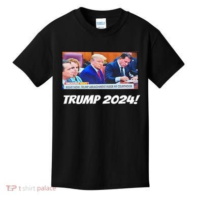 Trump 2024 Arraignment Inside Courthouse Kids T-Shirt