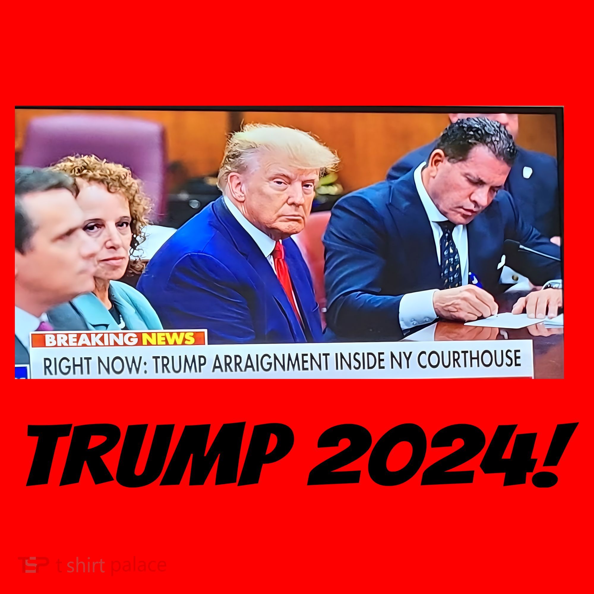 Trump 2024 Arraignment Inside Courthouse Santa Hat