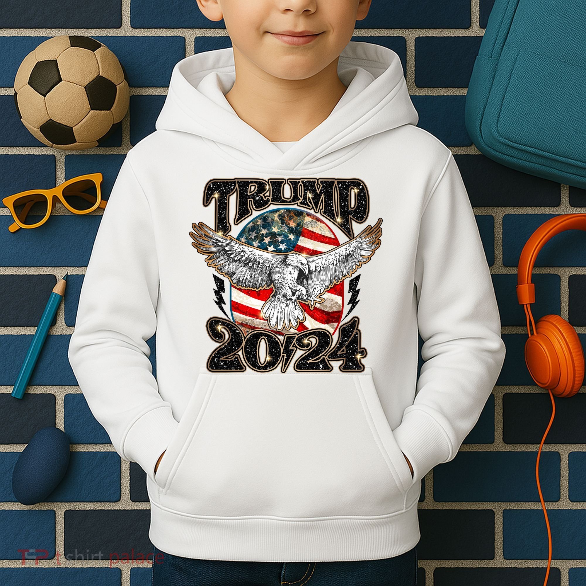 Donald Trump 2024 American Eagle Kids Hoodie