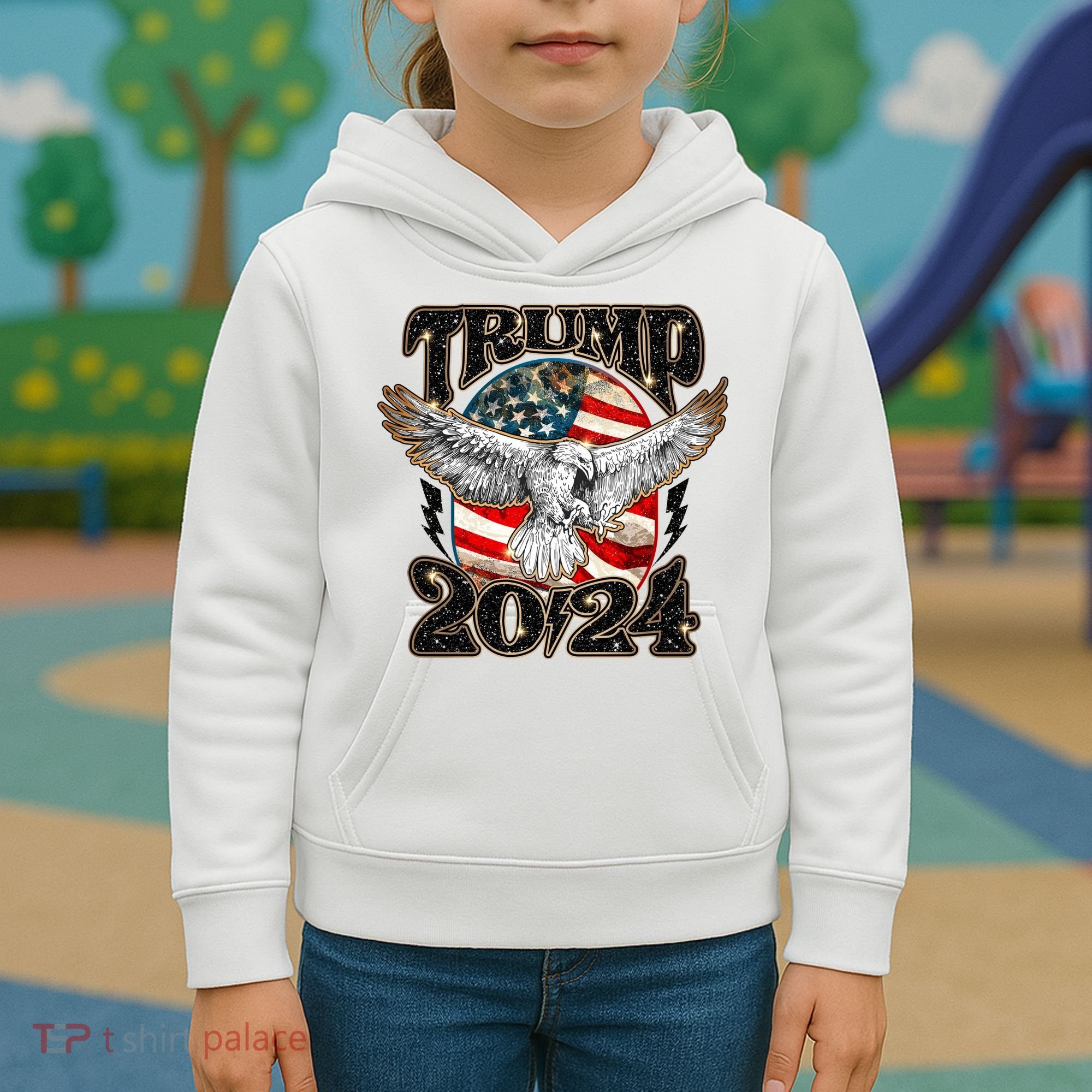 Donald Trump 2024 American Eagle Kids Hoodie