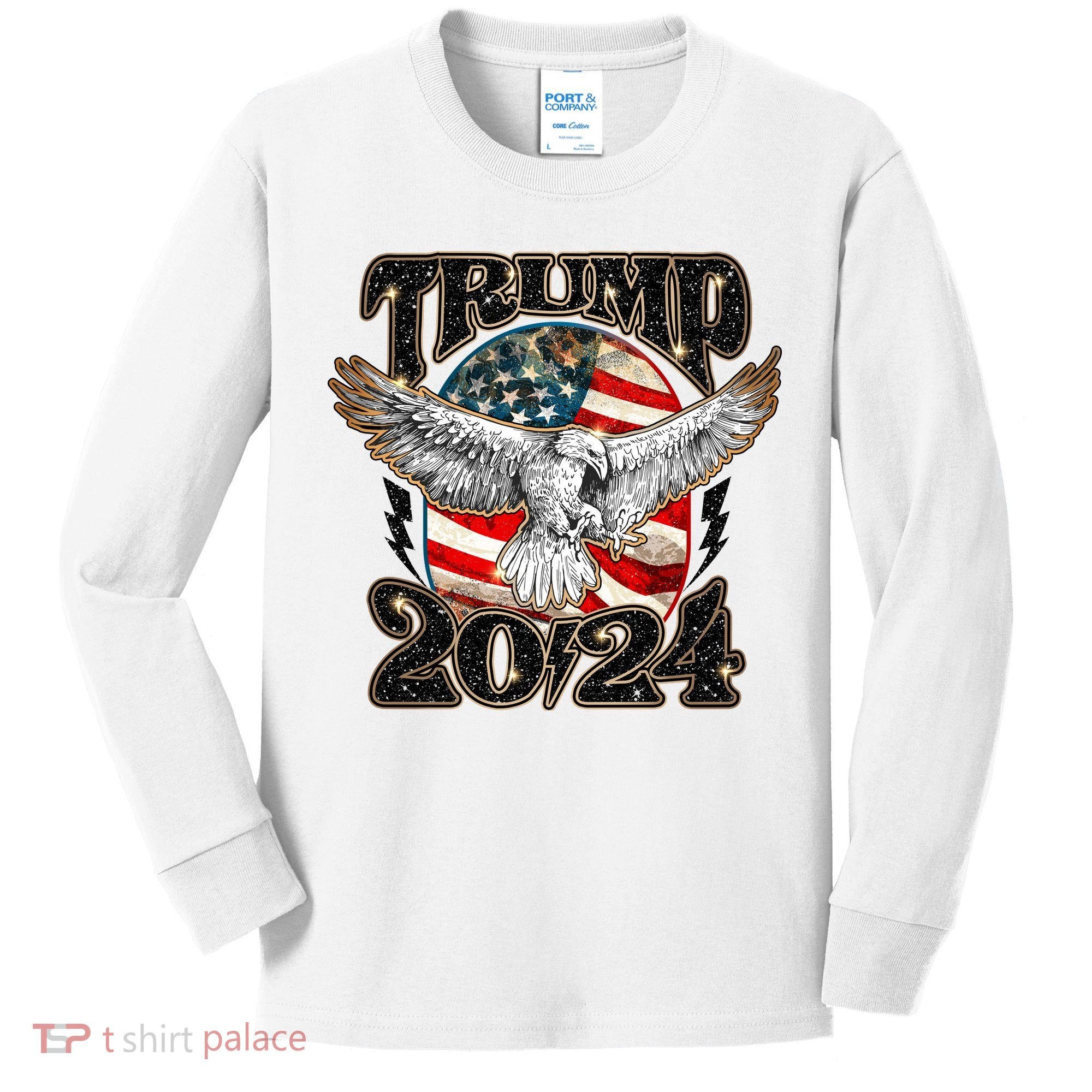 Donald Trump 2024 American Eagle Kids Long Sleeve Shirt