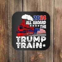 Trump 2024 All Aboard The Trump Train Usa American Flag Coaster thumb 0